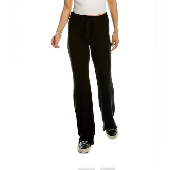 Wildfox Tennis Club Pants Jet Black Poly Dye Wide Leg Flare Size XL Extra Large - Picture 1 of 12